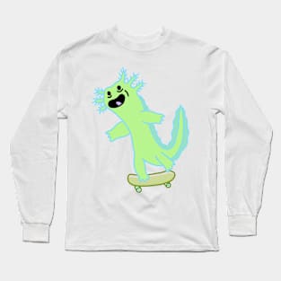 Skateboarding axolotl Long Sleeve T-Shirt